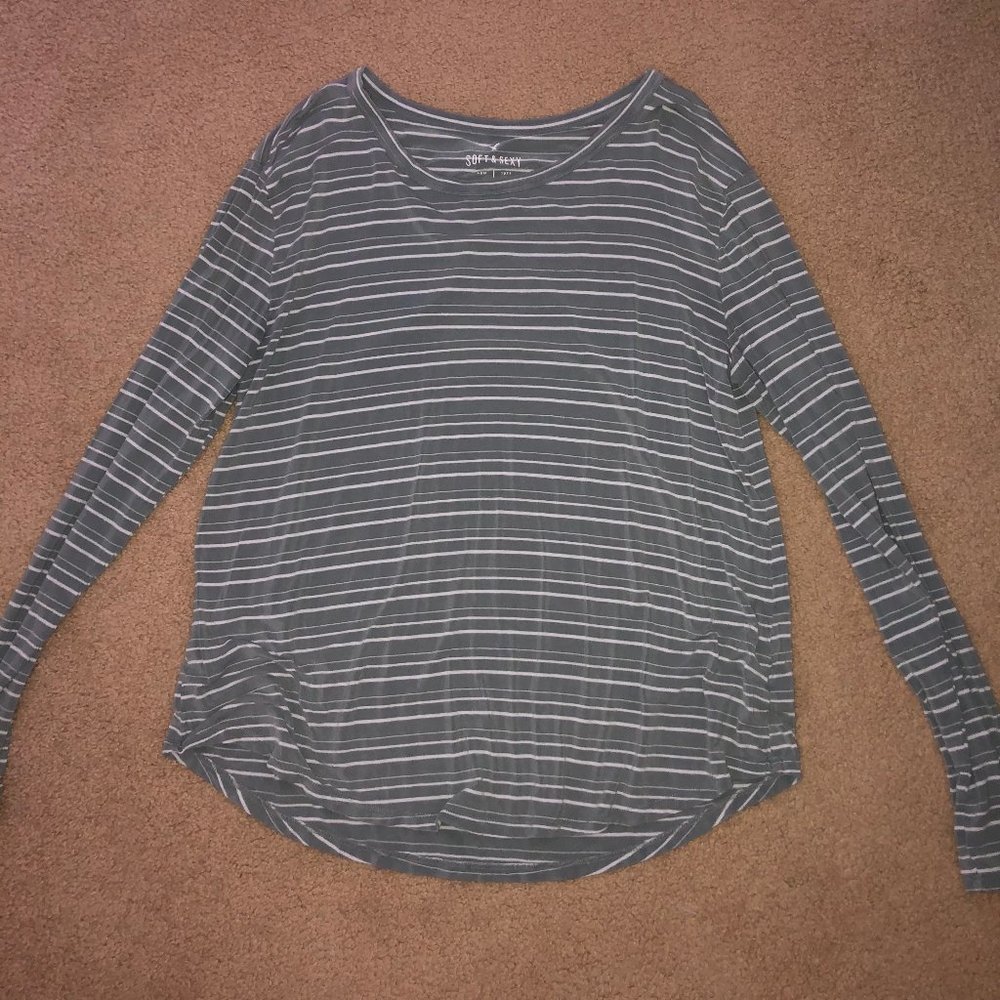 Grey stripes long sleeve tee